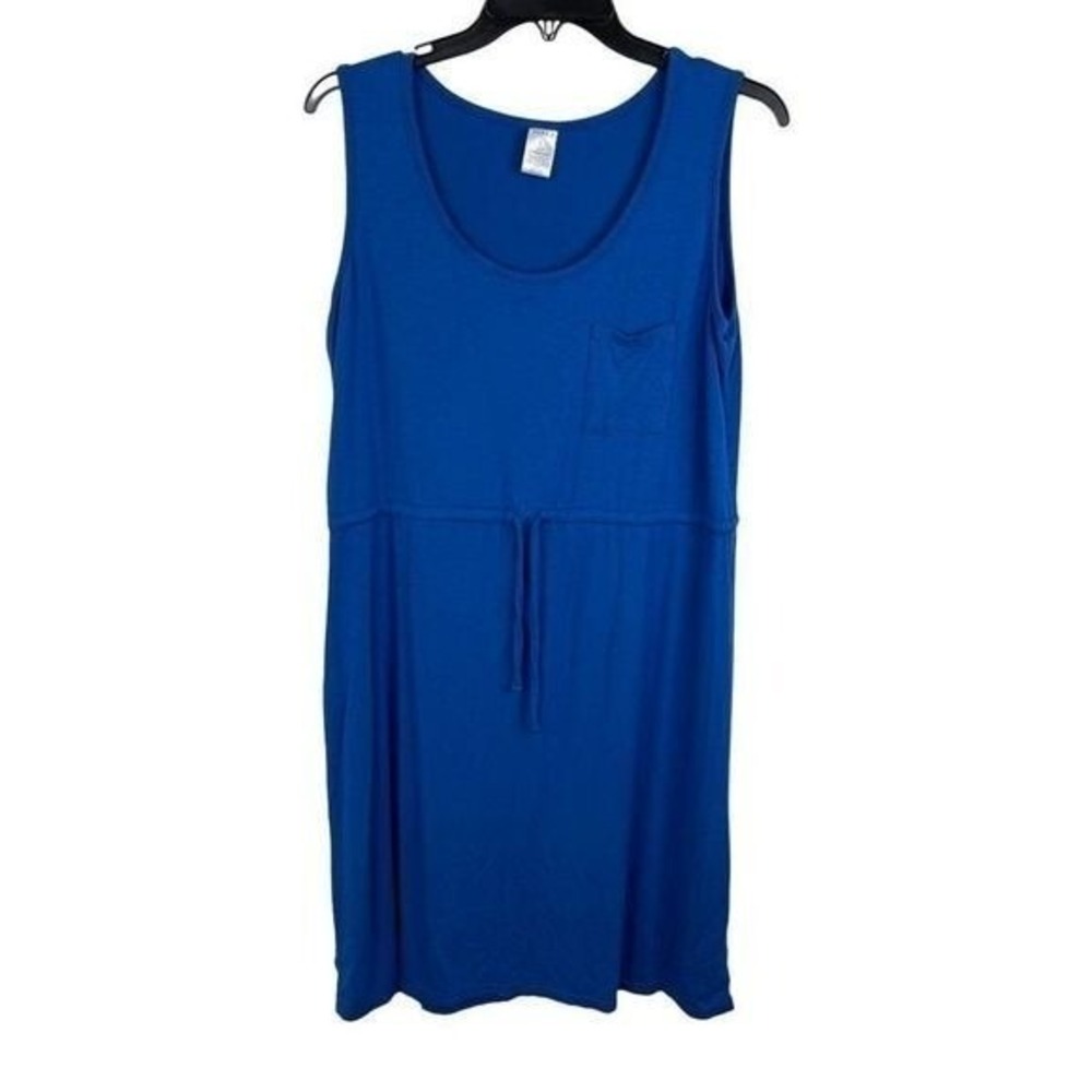 Serra T-Shirt Dress Sleeveless Women Size L Blue Drawstring Waist Knee Length